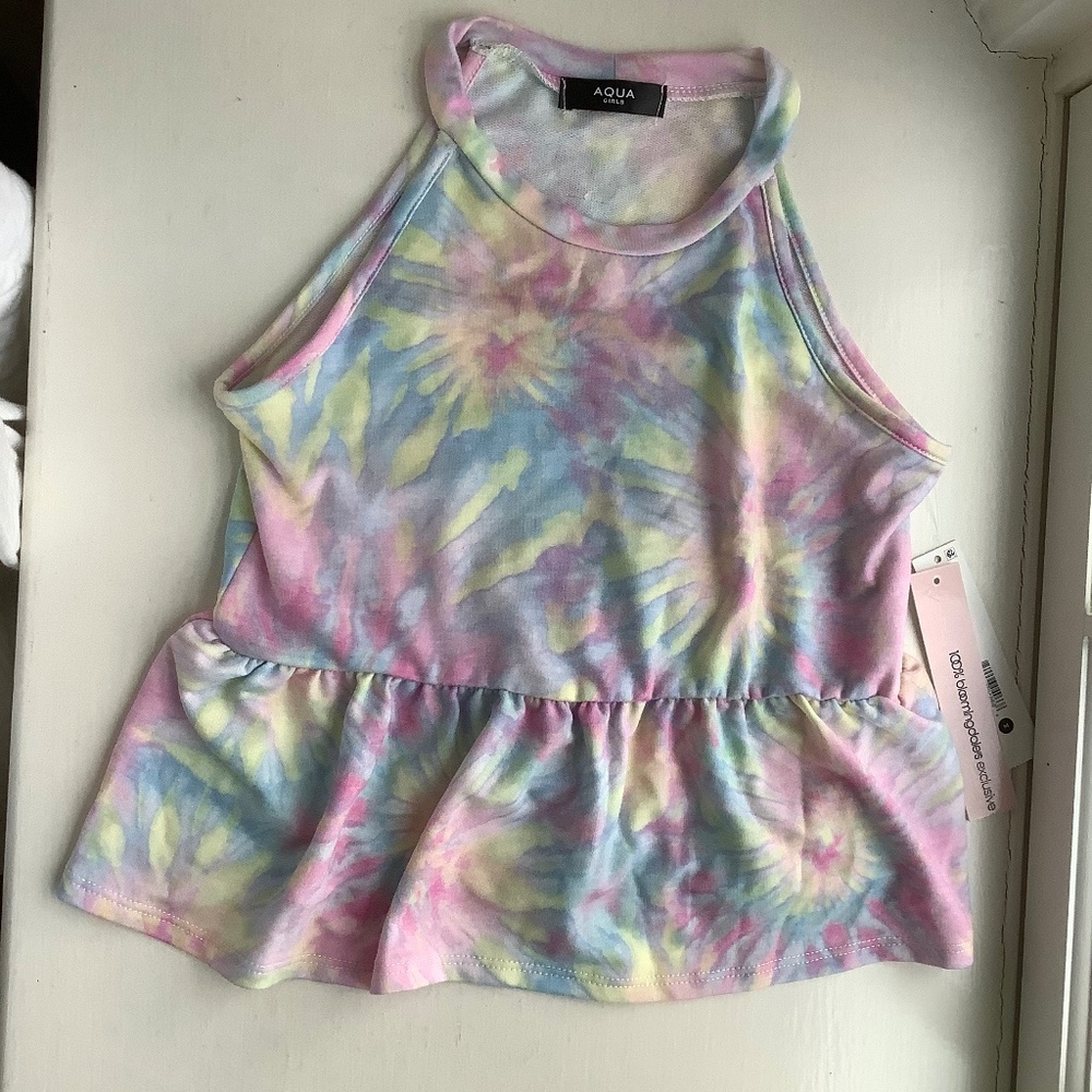 Tie Dye Sleeveless Peplum Top Size Medium 7/8